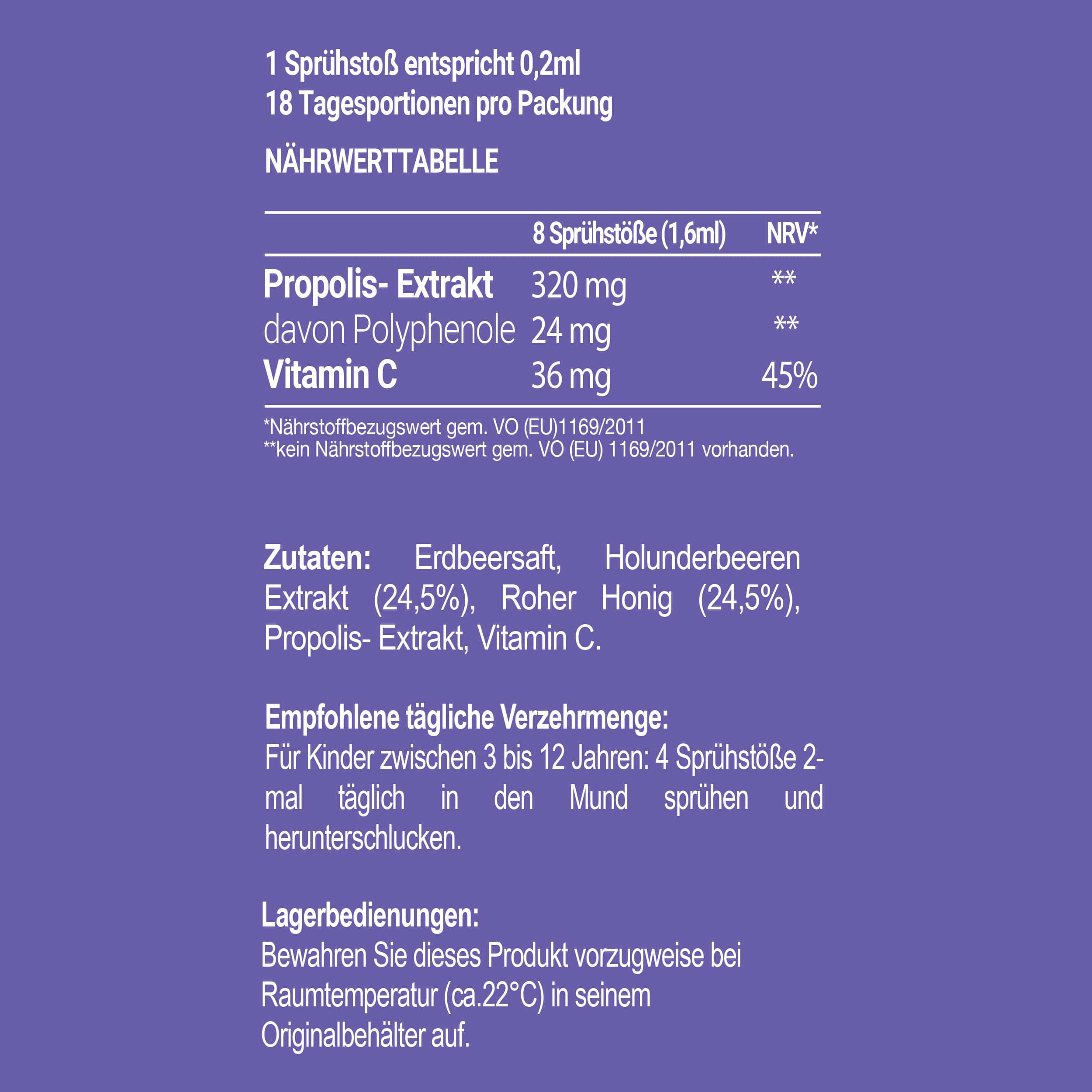 Holunderbeere Propolis Spray für Kinder