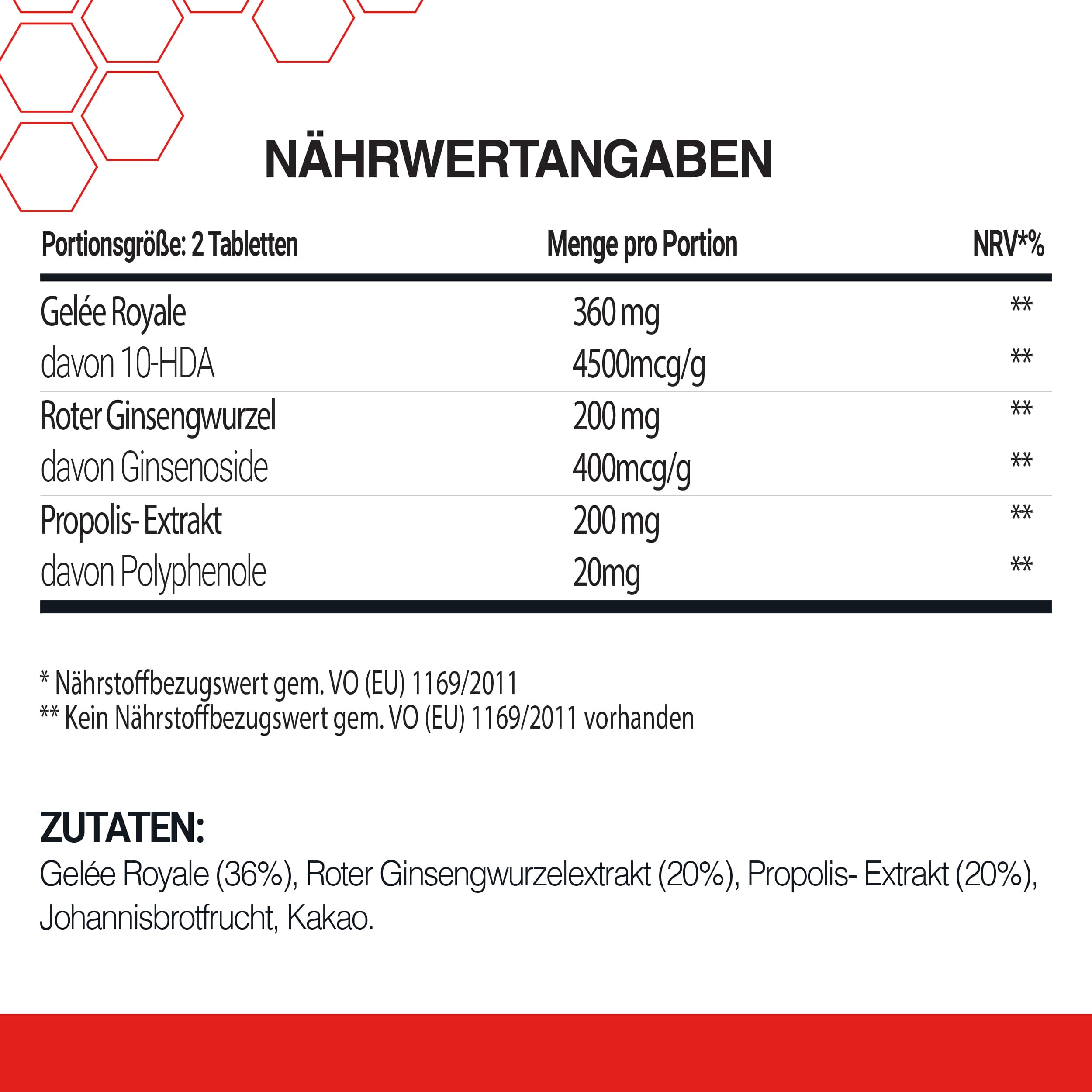 Gelée Royal Ginseng Propolis Tabletten
