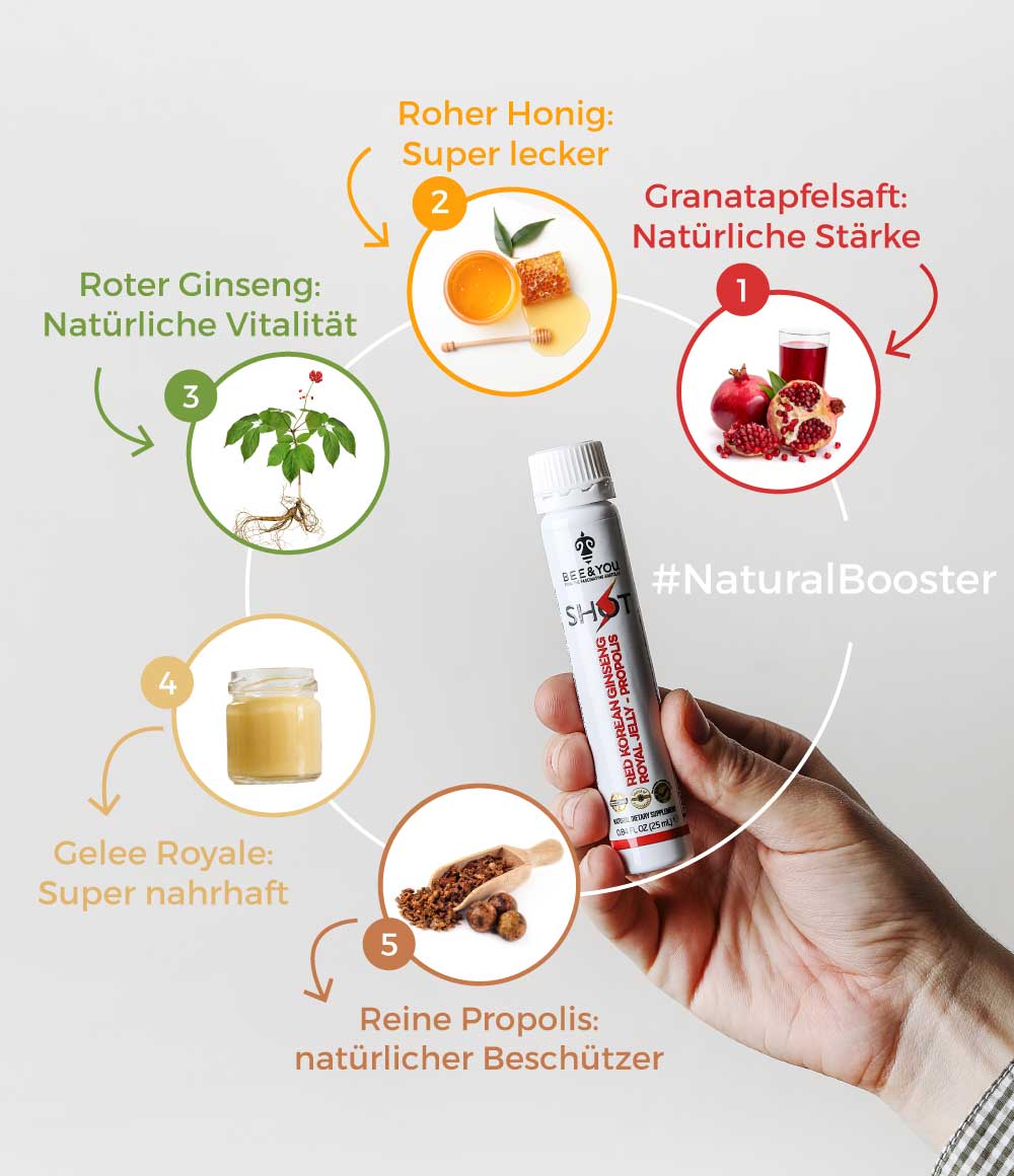 Roter Ginseng Gelée Royale Propolis Shot (12 Stück)